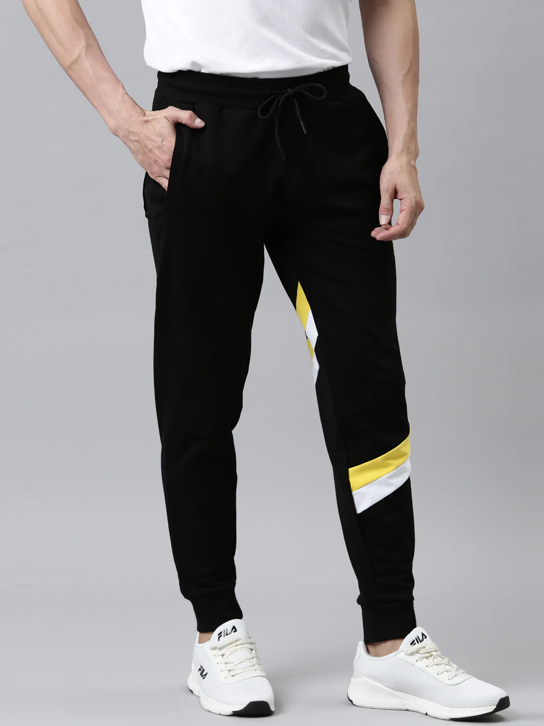 Fila White Aakarsh Men's Cut and Sew Track Pants - Image 4