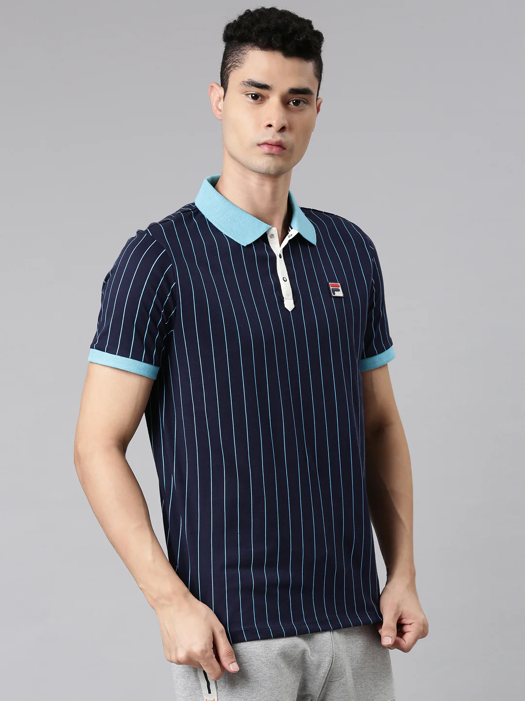 Fila Grey Bb1 Men's Striper Polos - Image 4