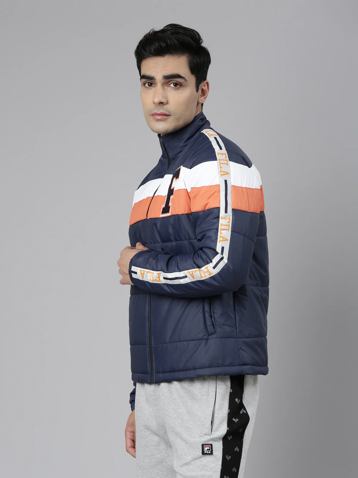 Fila Grey Barney Men's High Neck Jacket - Image 3
