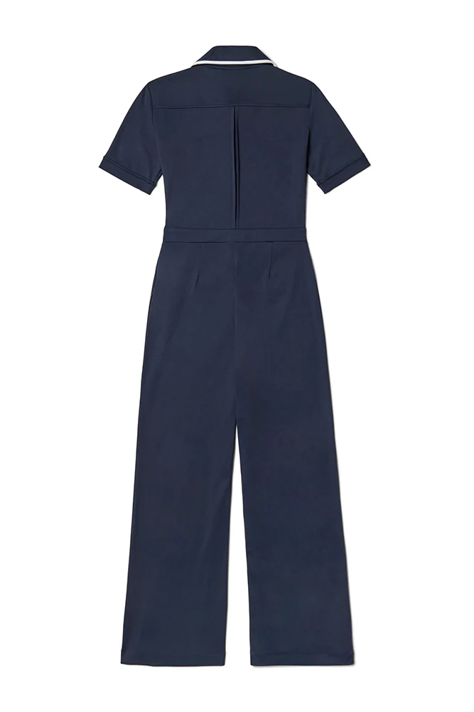 Fila Peacoat Jumpsuit With Flared Leg, Frontal Zip And Contrast Binding - Image 2