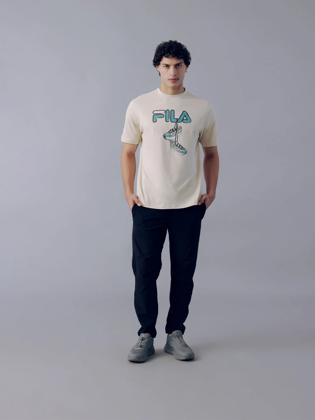 Fila Men Beige High T-Shirt - Image 4