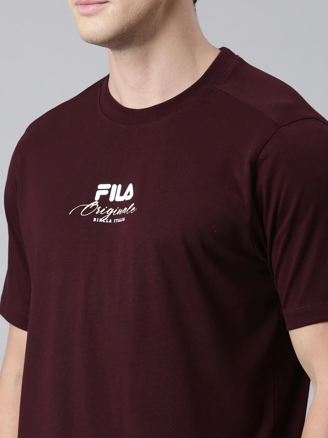 Fila Men Maroon T-Shirts Regular Fit - Image 3