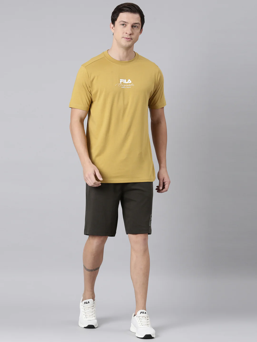 Fila Men Mustard Round Neck T-Shirts Regular Fit - Image 7