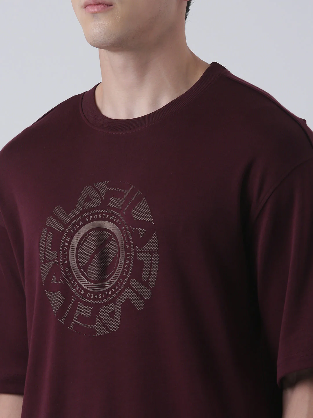 Fila Men Wine T-Shirt Loose Fit - Image 3