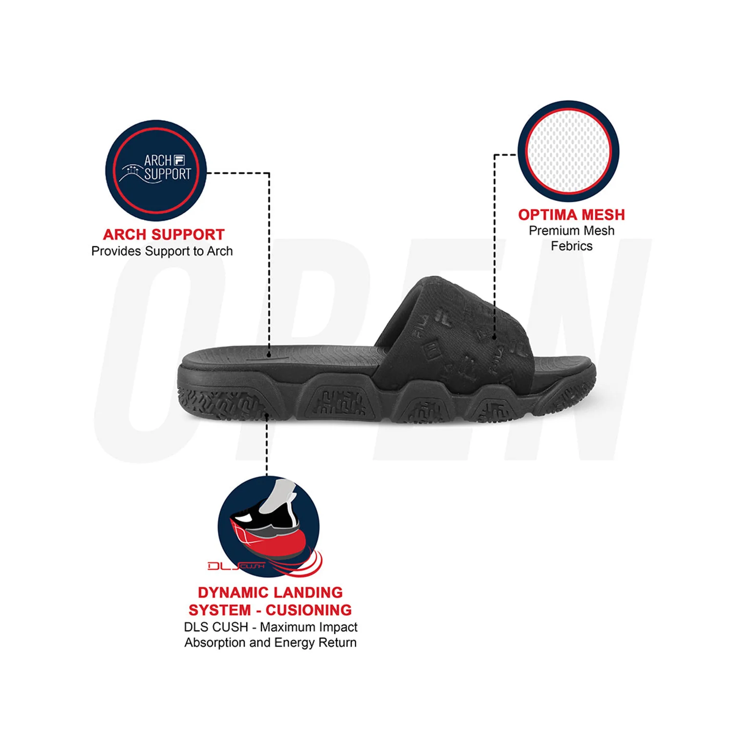 Fila Unisex Candor Black Sliders - Image 10