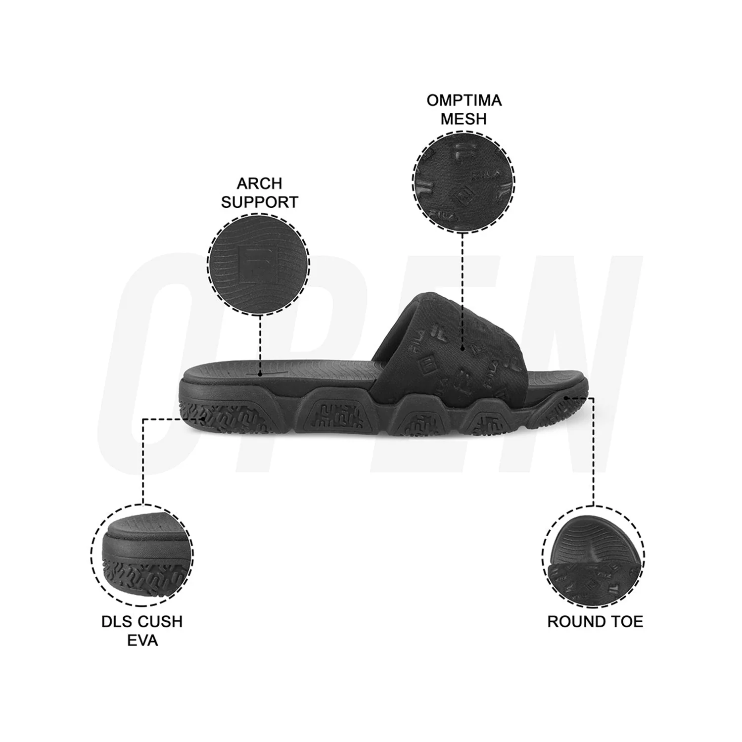 Fila Unisex Candor Black Sliders - Image 9