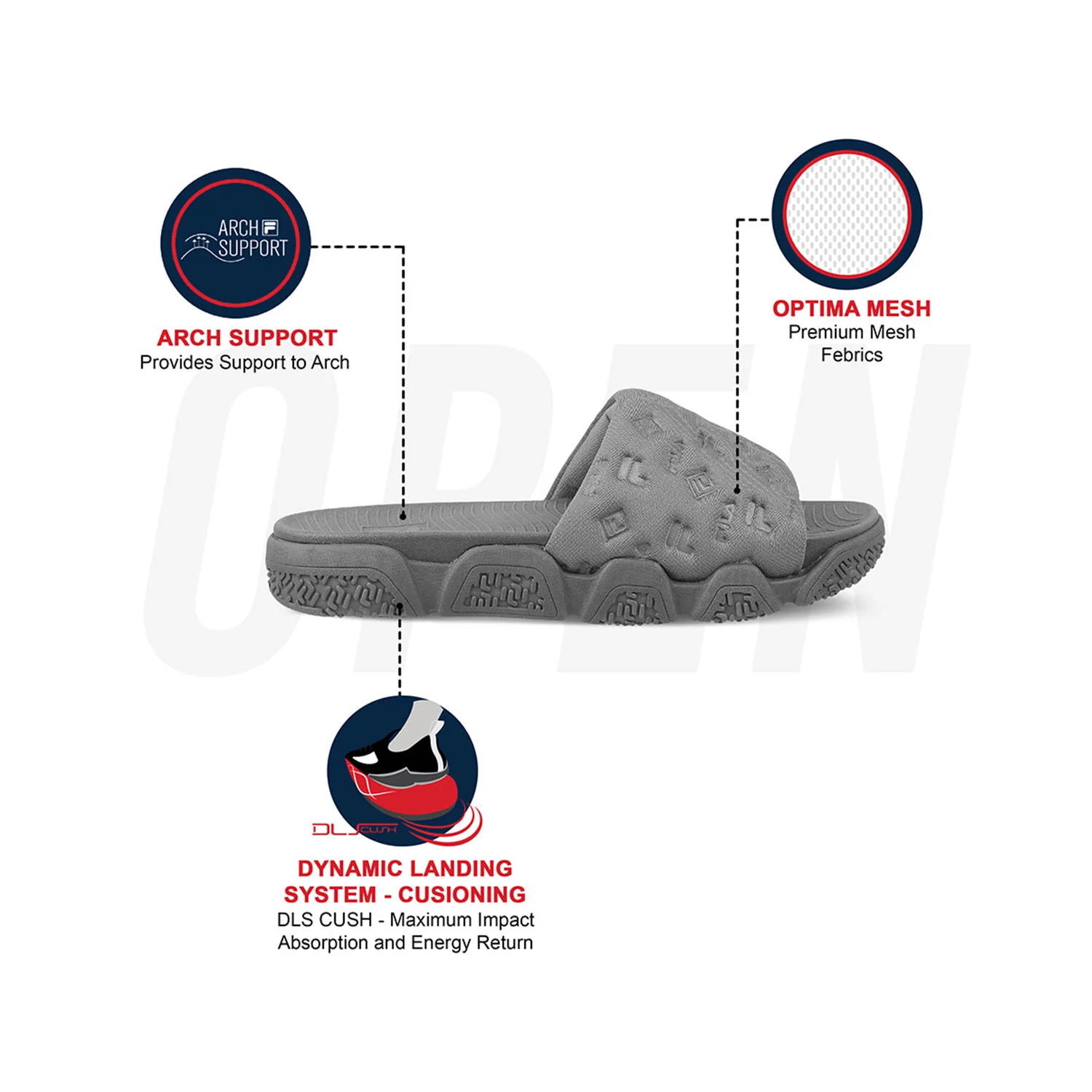 Fila Unisex Candor Grey Sliders - Image 11