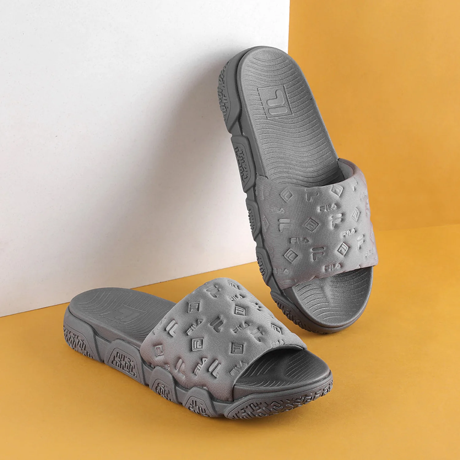 Fila Unisex Candor Grey Sliders - Image 5