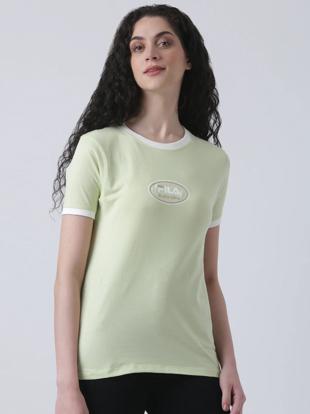 Fila Women Light Green T-Shirt Slim Fit - Image 5