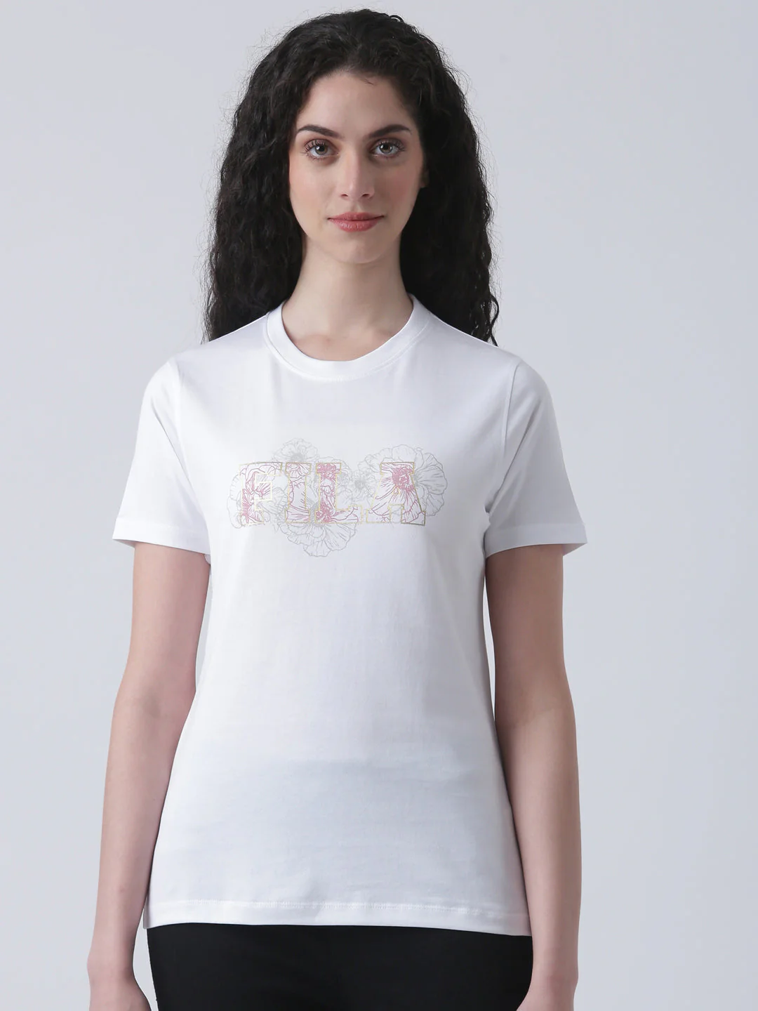 Fila Women White T-Shirt Relaxed Fit - Image 2