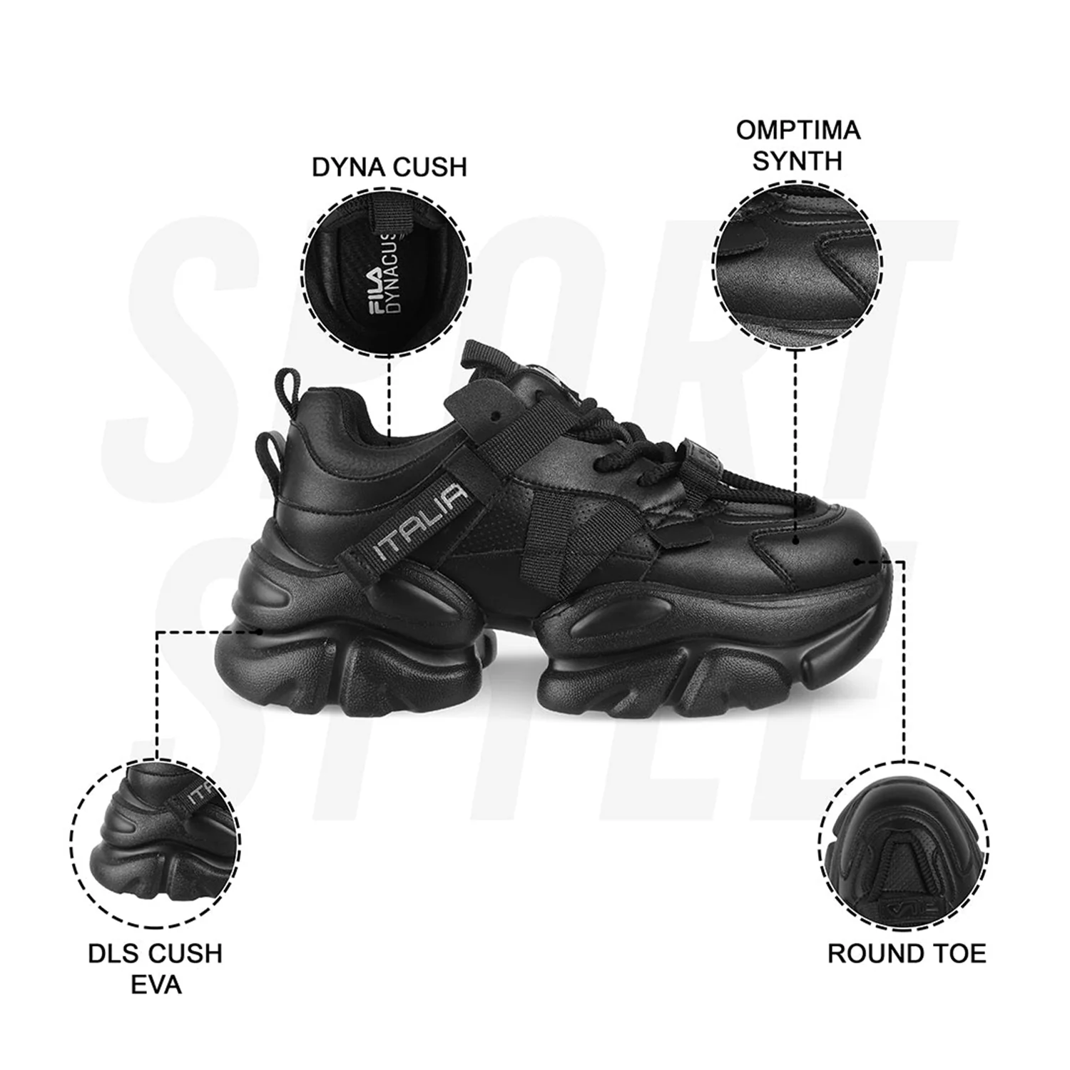 Fila Womens Envi Halli Black Sneakers - Image 11