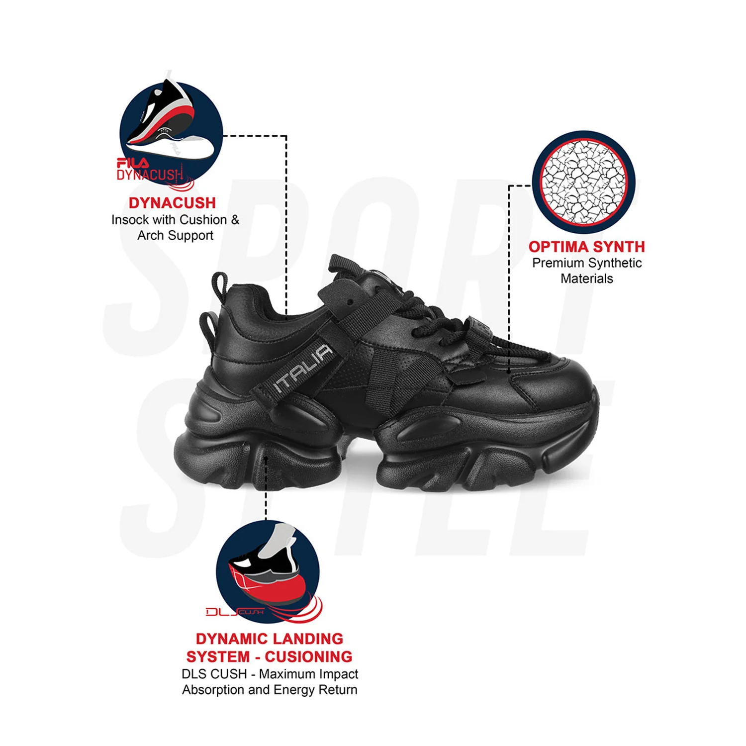 Fila Womens Envi Halli Black Sneakers - Image 12