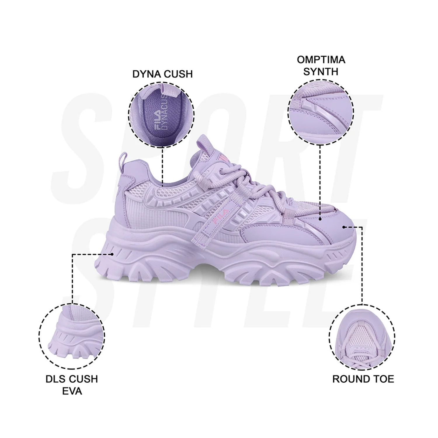 Fila Womens Envi Victori Lavender Sneakers - Image 10