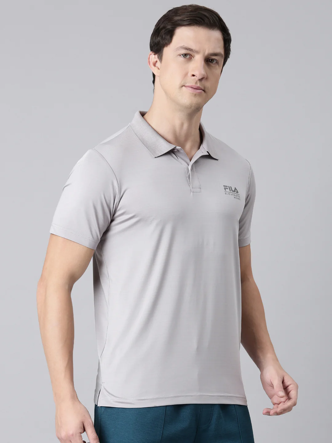 Men Grey Polo Collar T-Shirts Regular Fit - Image 5