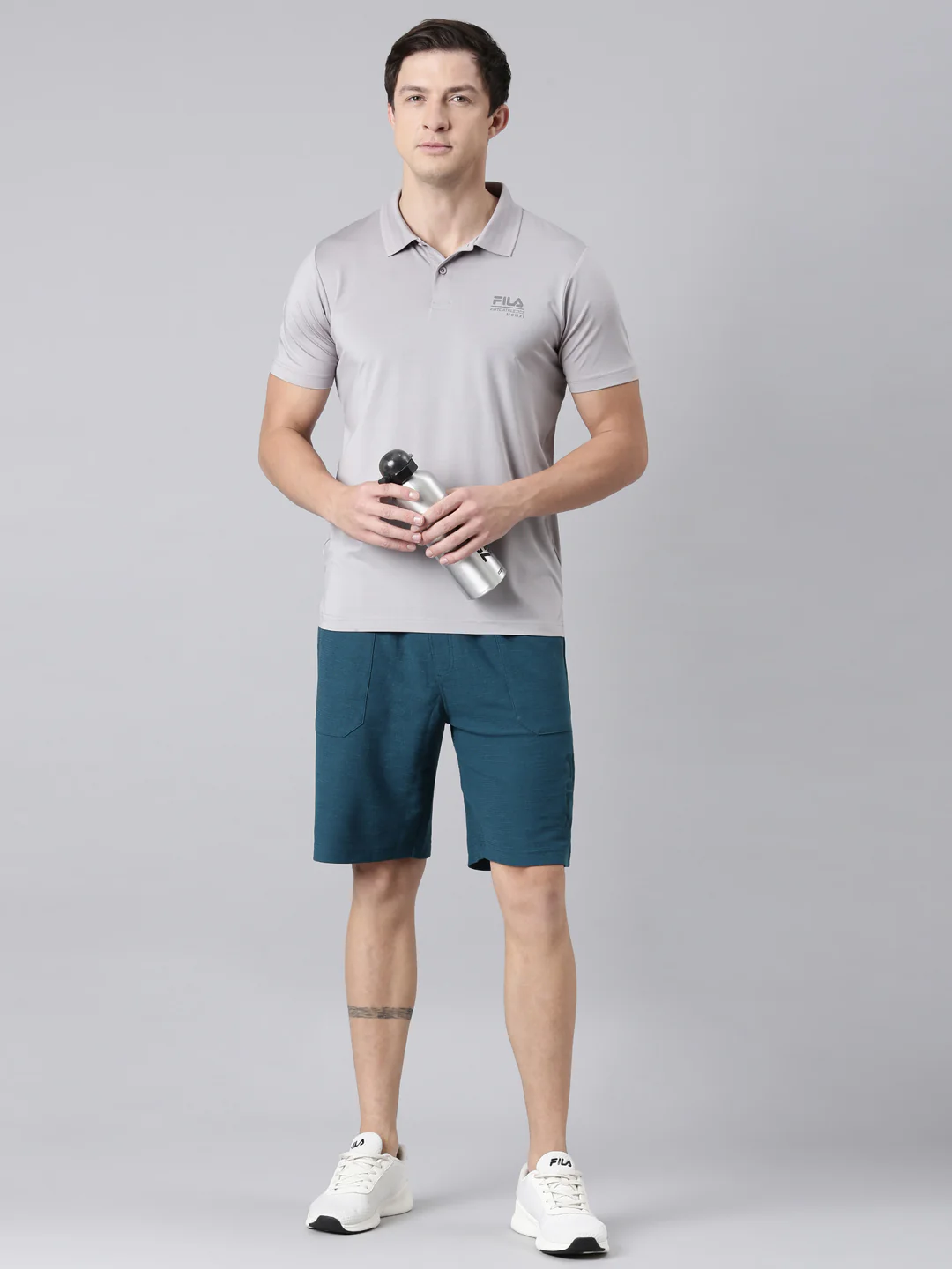 Men Grey Polo Collar T-Shirts Regular Fit - Image 8