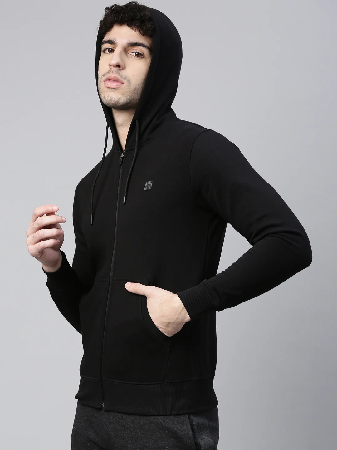 Men's Solid Comfort Fit Sweat Jacket - Image 3