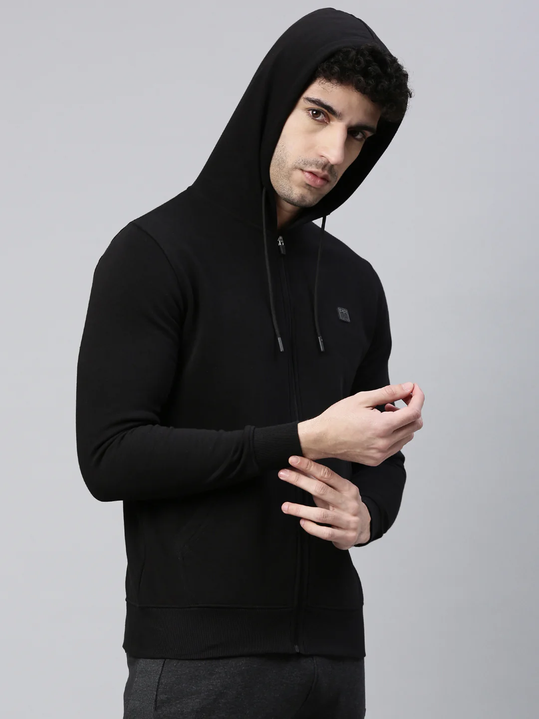 Men's Solid Comfort Fit Sweat Jacket - Image 4